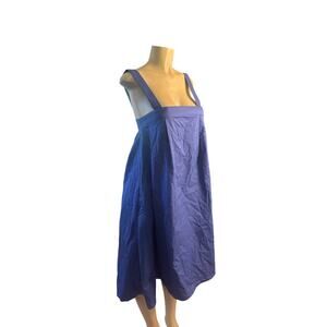 Women US-4 Elk The Label Tablier Cotton Dress Blue Shift Sleeveless Billowy Boho